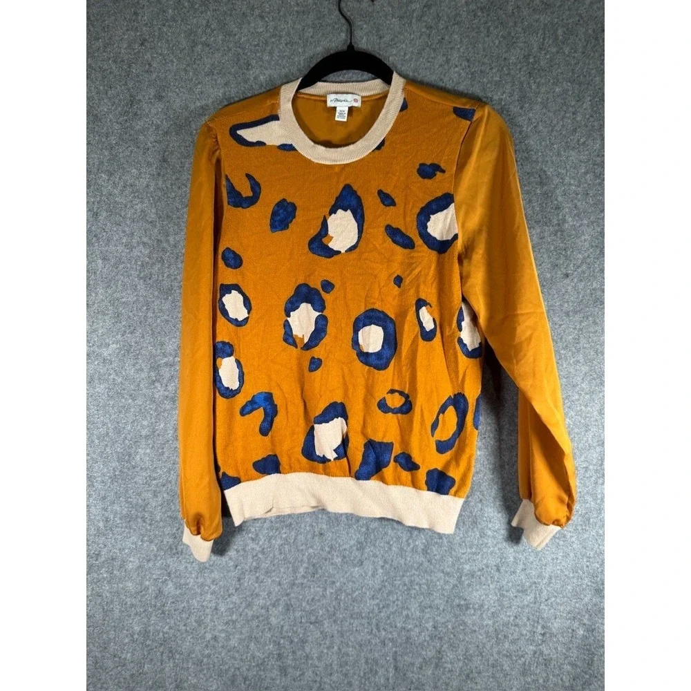 3.1 Phillip Lim‎ Target Womens Mustard Yellow Leopard Mixed Media Sweater Medium